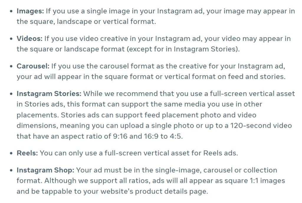 Instagram ad types