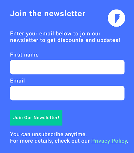 data collection consent for newsletter signup example