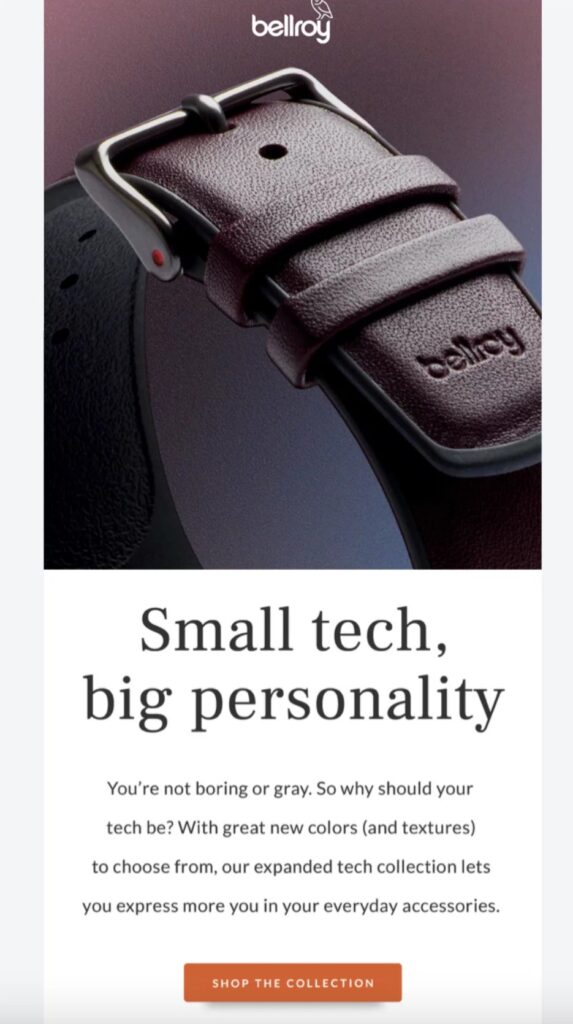 Bellroy product messaging example