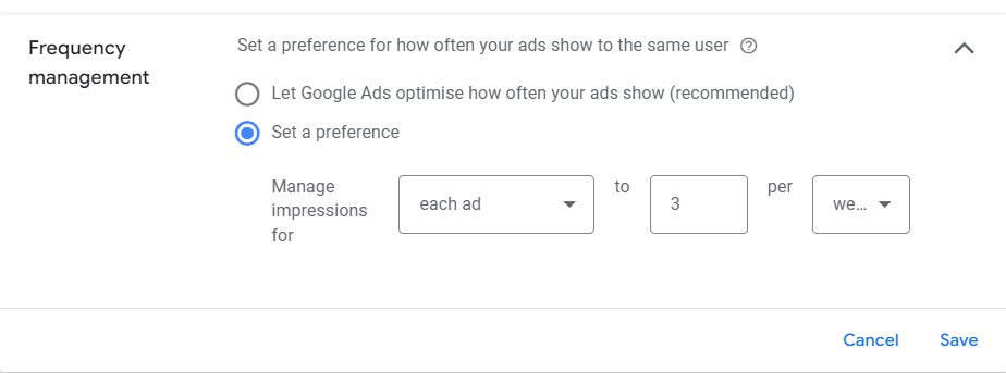 Google Ads frequency management