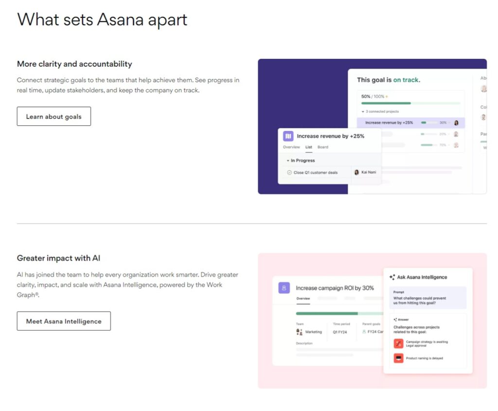 Asana homepage screenshot