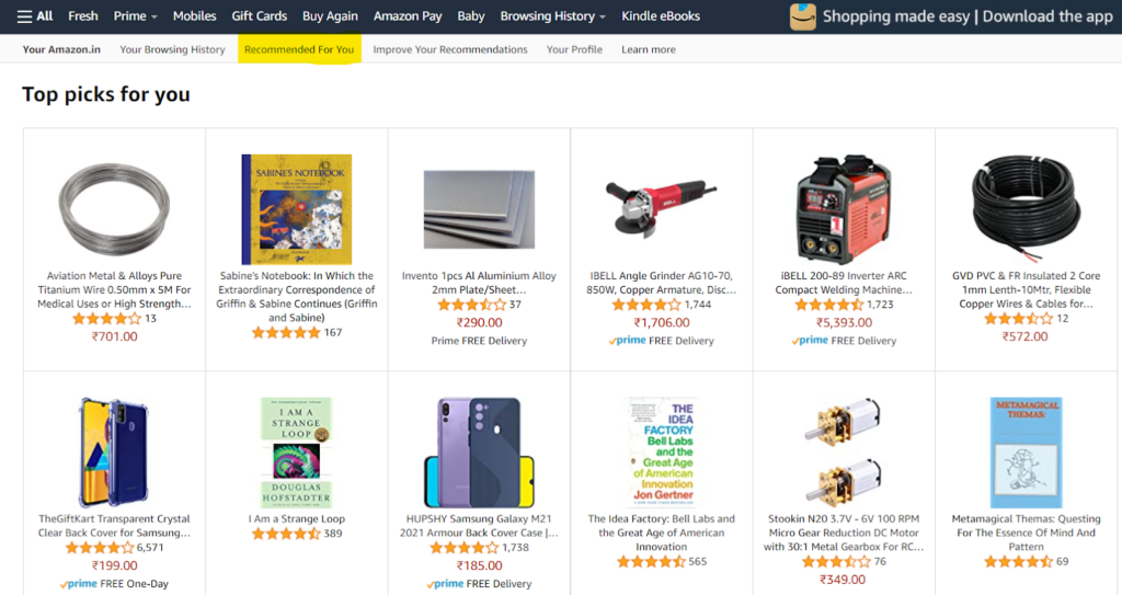 amazon recommendation engine example