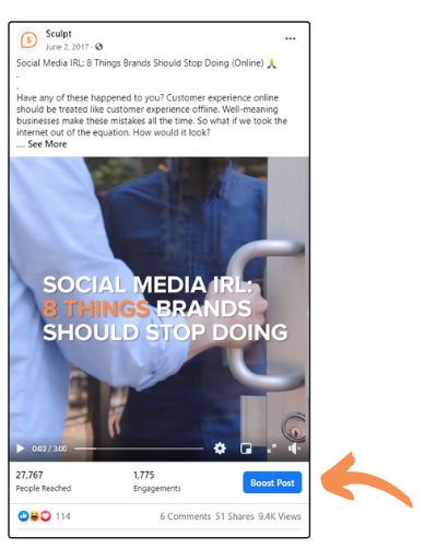 Facebook boost post example