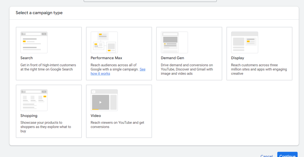 Google ads campaign types
