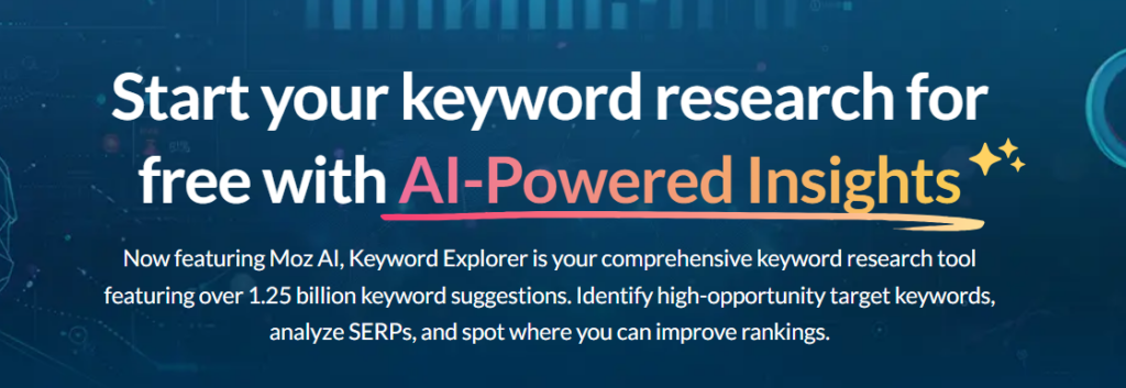 Moz keyword research tool