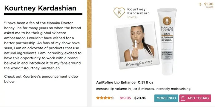 celebrity social proof example