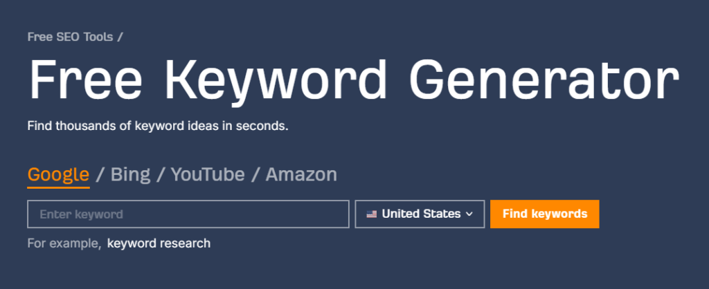 Ahrefs free keyword research tool