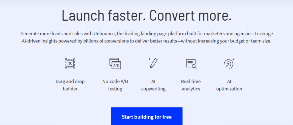 Unbounce screenshot