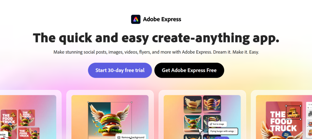 adobe express screenshot