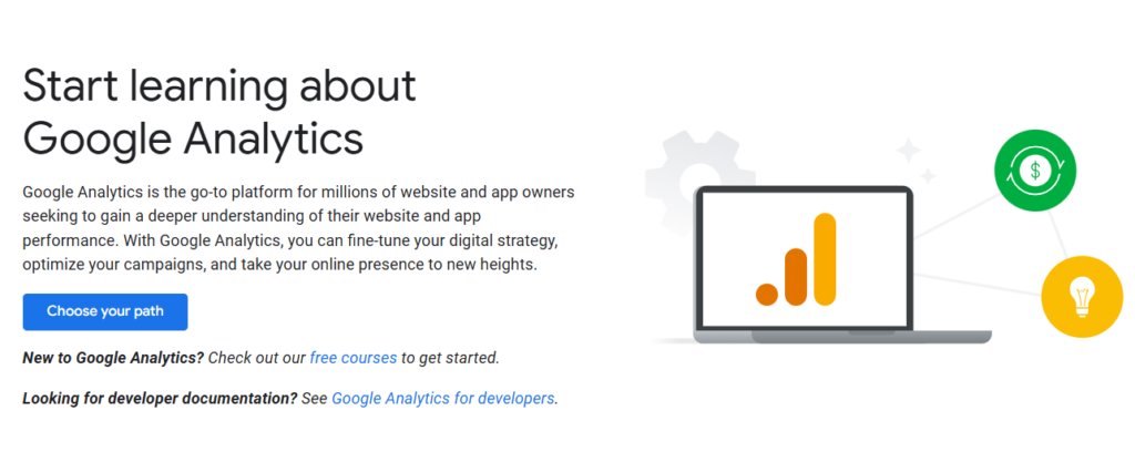 Google Analytics homepage screenshot