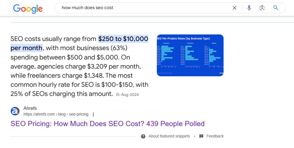 google serps screenshot