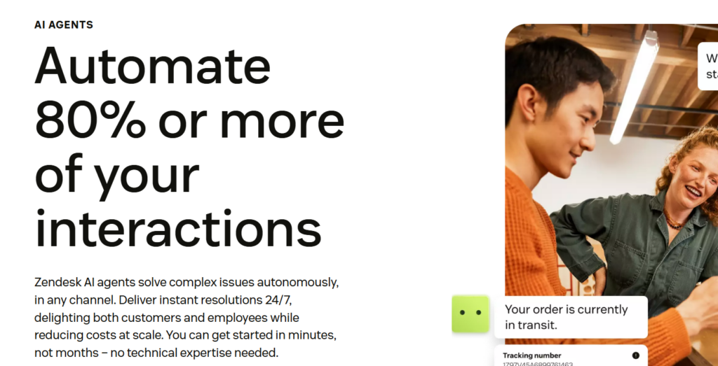 zendesk ai agents home page