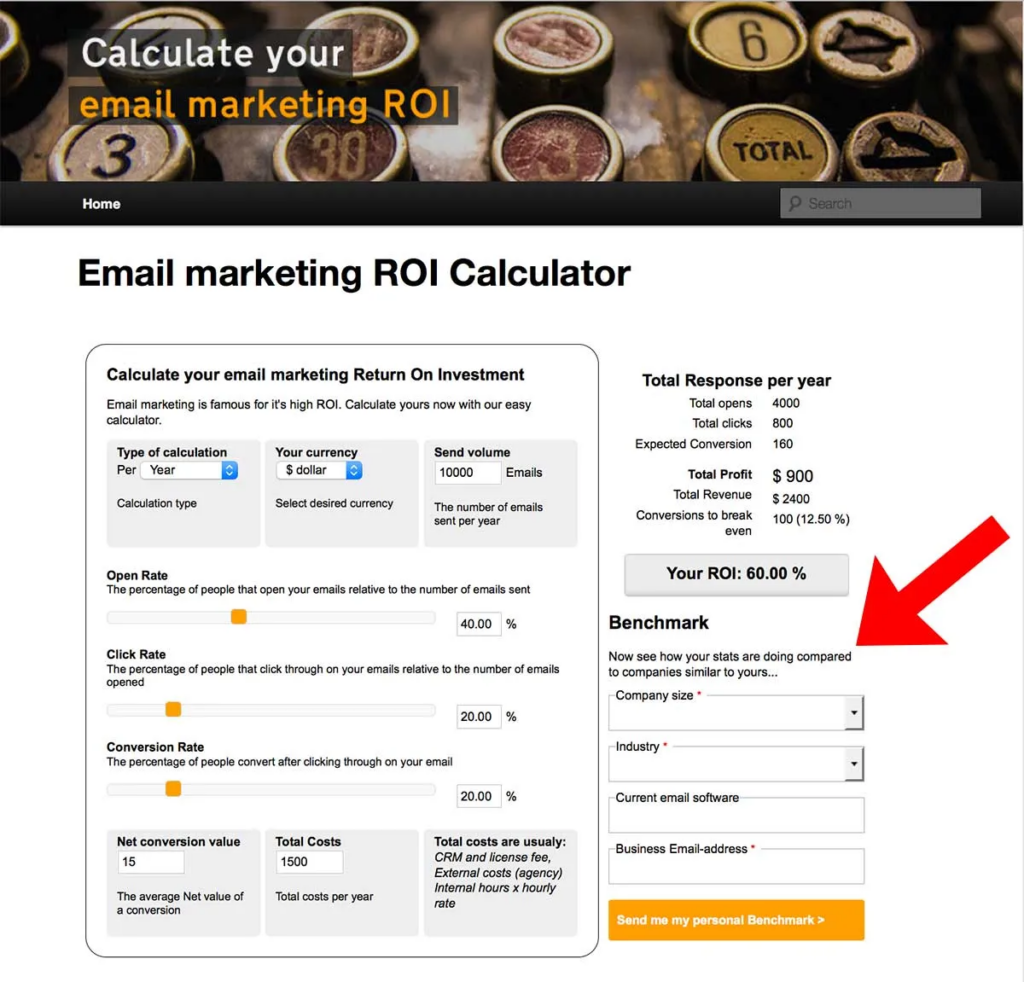 calculator lead magnet example