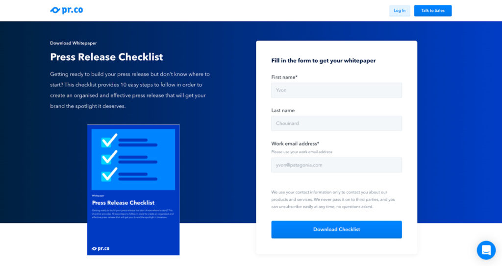 checklist lead magnet example