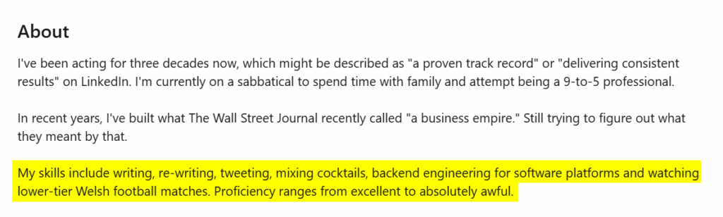 skills and expertise in professional bio