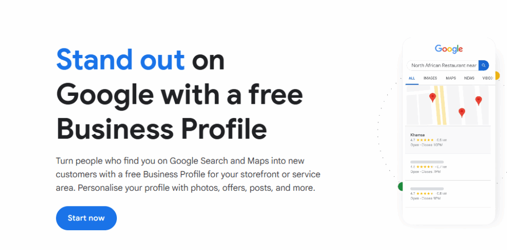 google business profile homepage