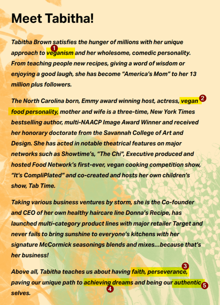 example of adding values and philosophy in professional bio