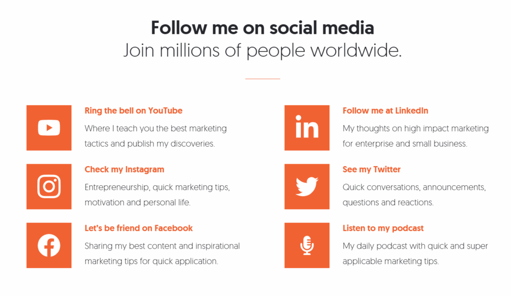 CTA on bio page example