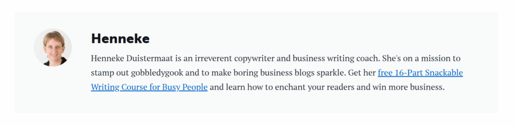 professional bio with lead magnet