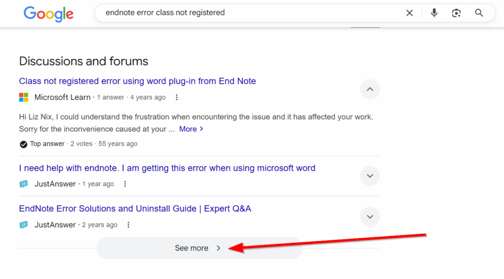 forum in search results example