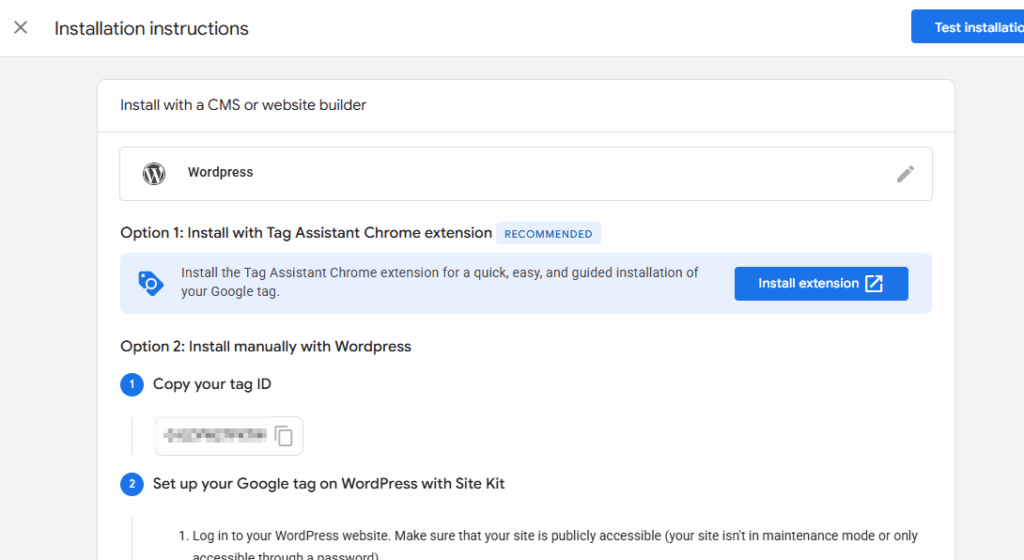 Google analytics code installation