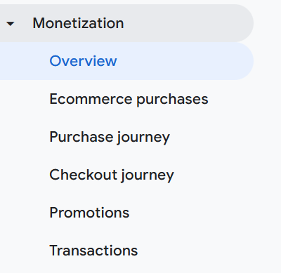 monetization reports in GA4