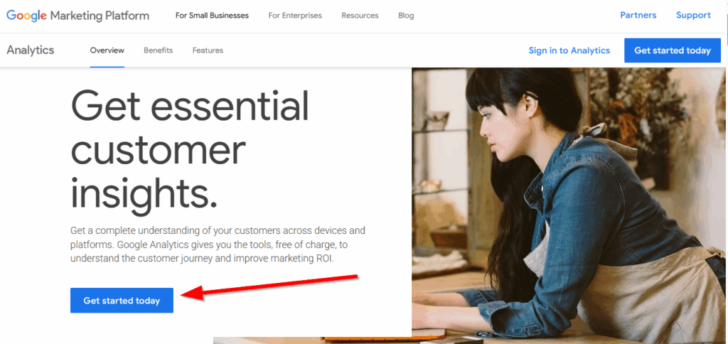 Google analytics 4 homepage