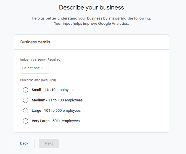 GA4 business details