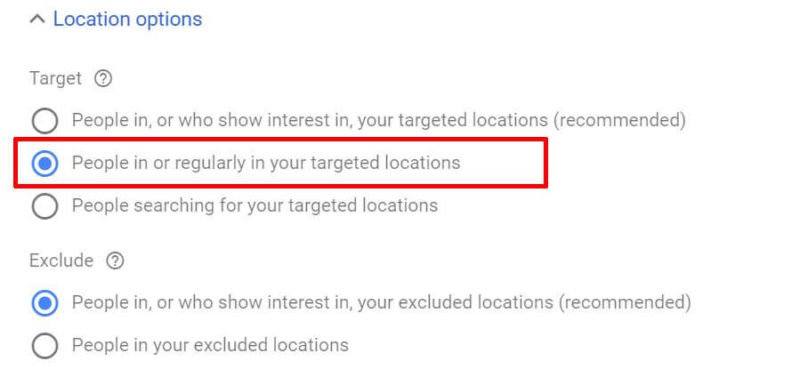 google ads location targeting