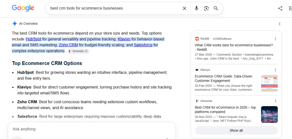 Google AI Overview example