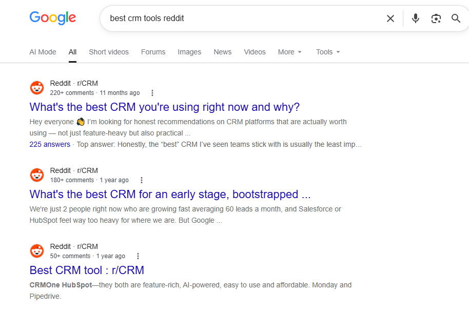 reddit search result example