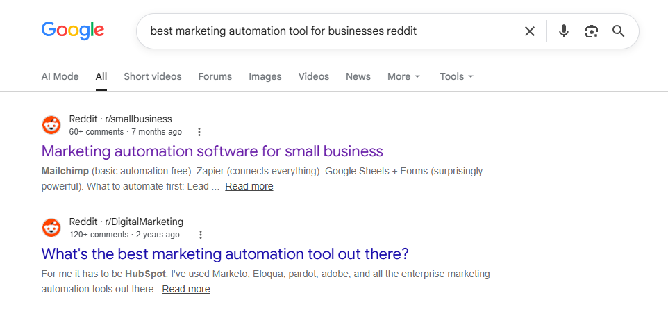 google search example